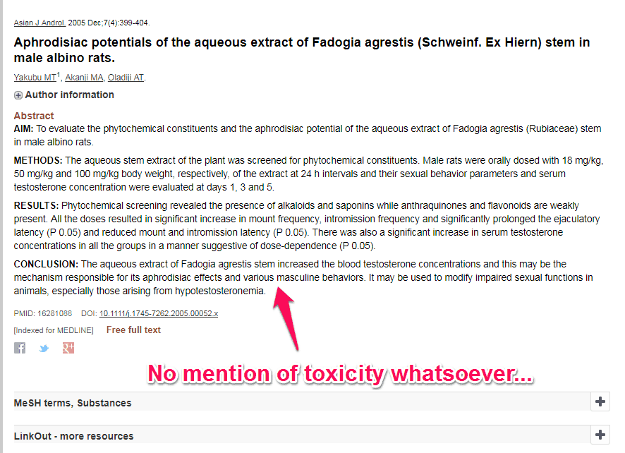 is fadogia agrestis toxic
