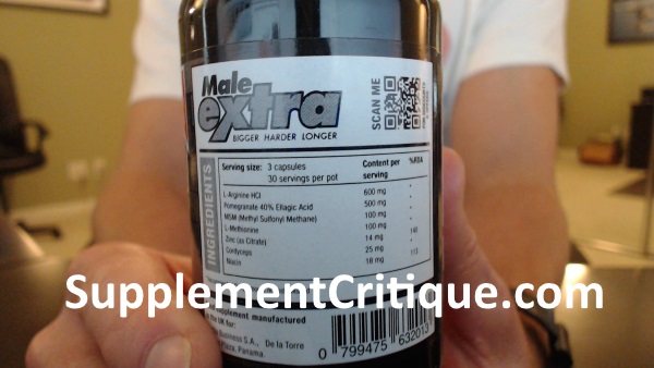 male extra ingredients label