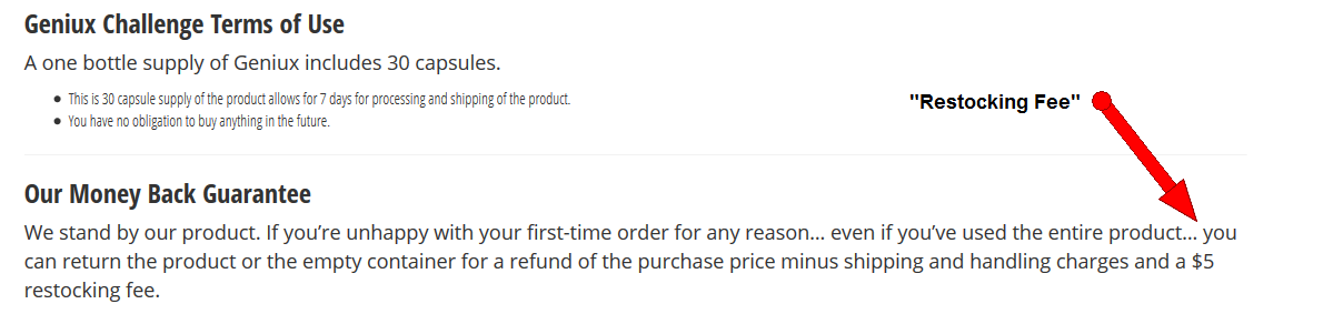 geniux money back guarantee