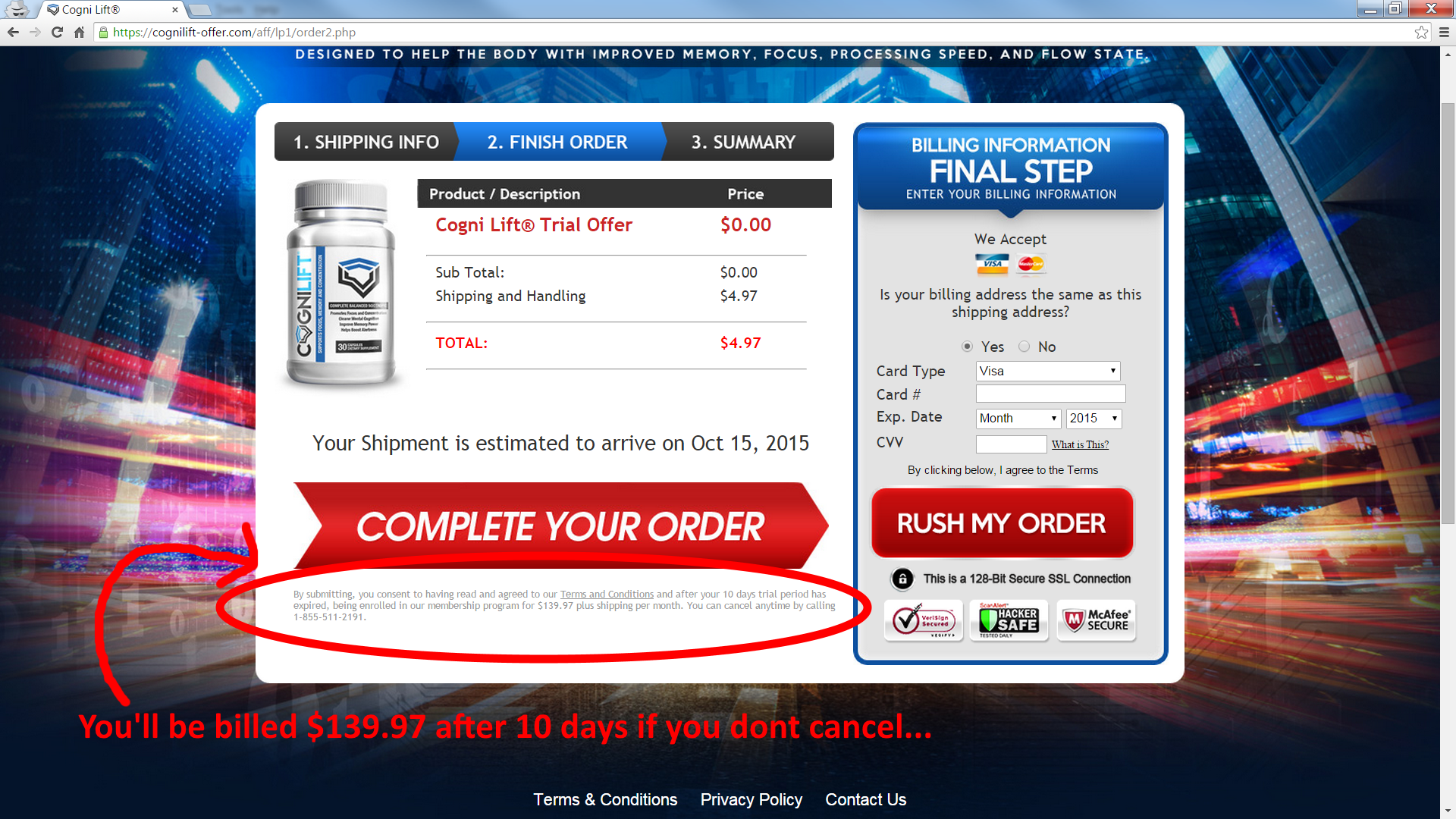 cognilift terms and conditions