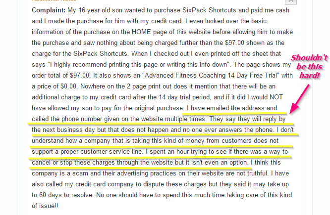 Leptin Shredd BBB Complaint Image