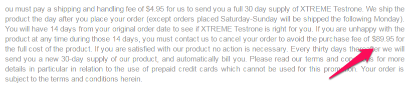 xtreme testrone terms and conditions