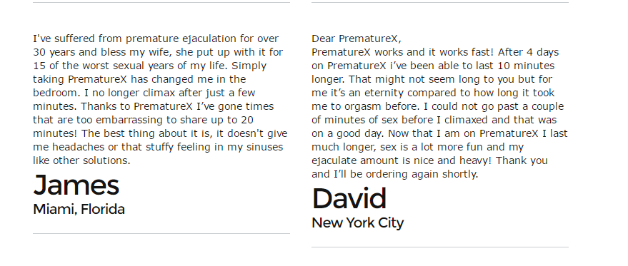 PrematureX Website Testimonials Image