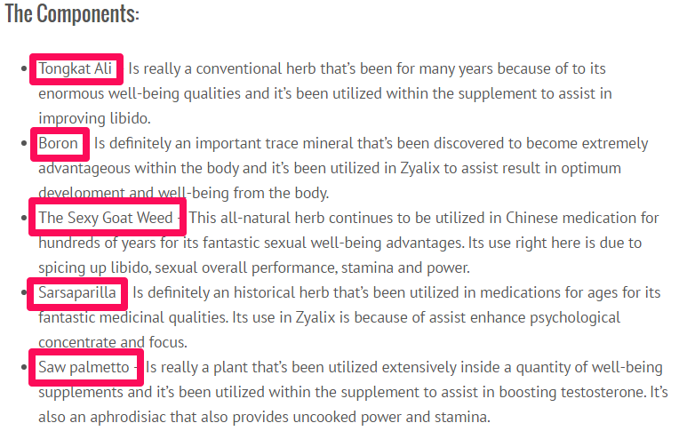 fake ingredients list in zyalix