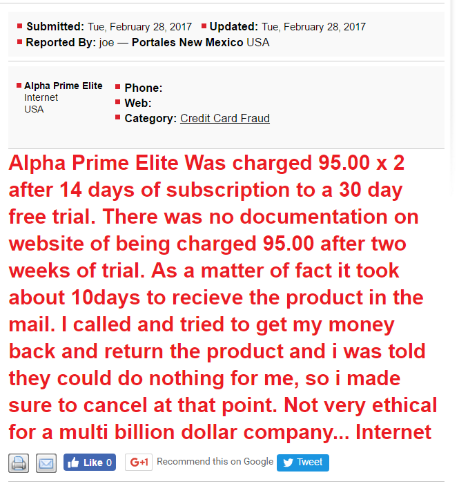 Alpha Prime Elite Ripoff Report Image