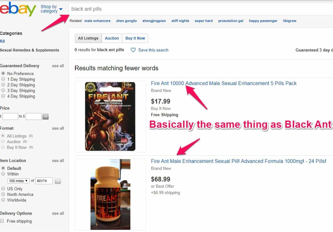 black ant pills on ebay