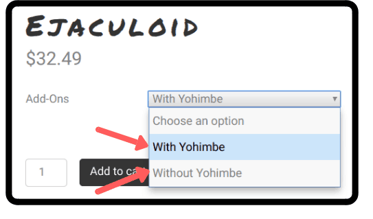 Ejaculoid volume enhancer gives buyers an option to include Yohimbe or not