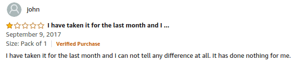 Negative Amazon review of Ageless Male