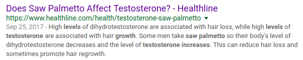 Some men take Saw Palmetto so their bodies' level of. . . testosterone increases.