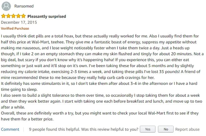 amazon 5 star review of Zantrex Black