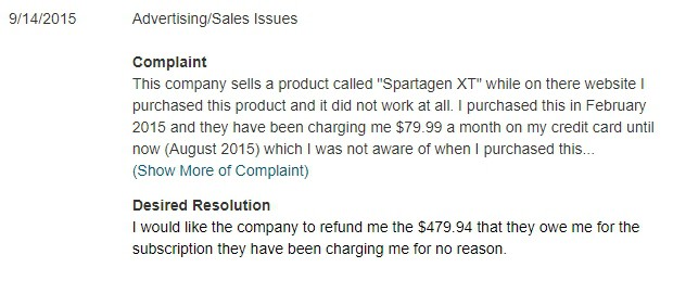spartagen xt complaints