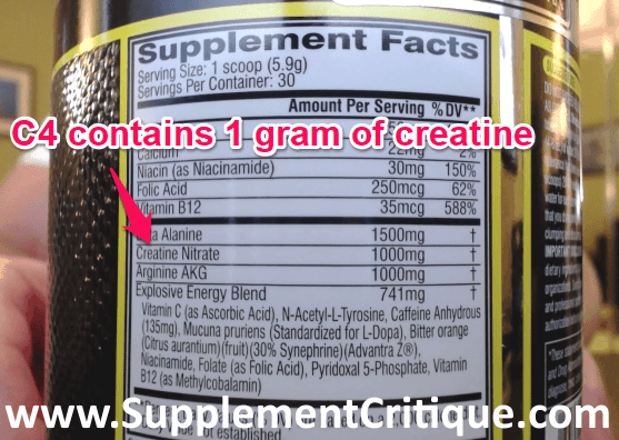 c4 pre workout contains 1 gram of creatine