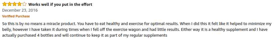 Positive Amazon review for Ab Cuts CLA capsules
