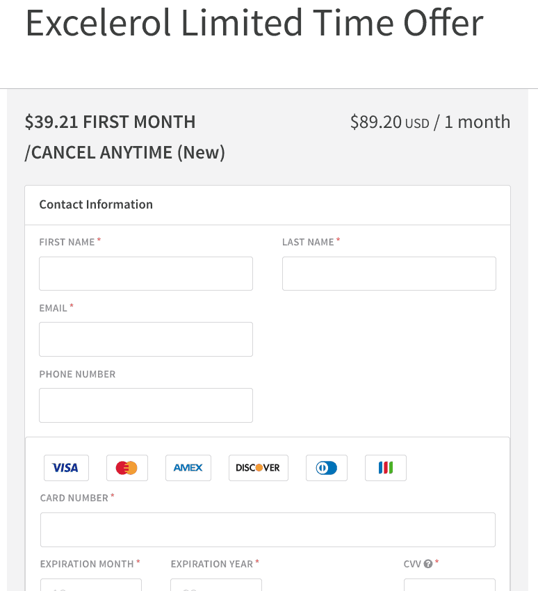 Excelerol makes you sign-up for an auto-billing program for their brain booster