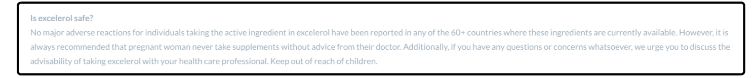 Excelerol is relatively safe to use