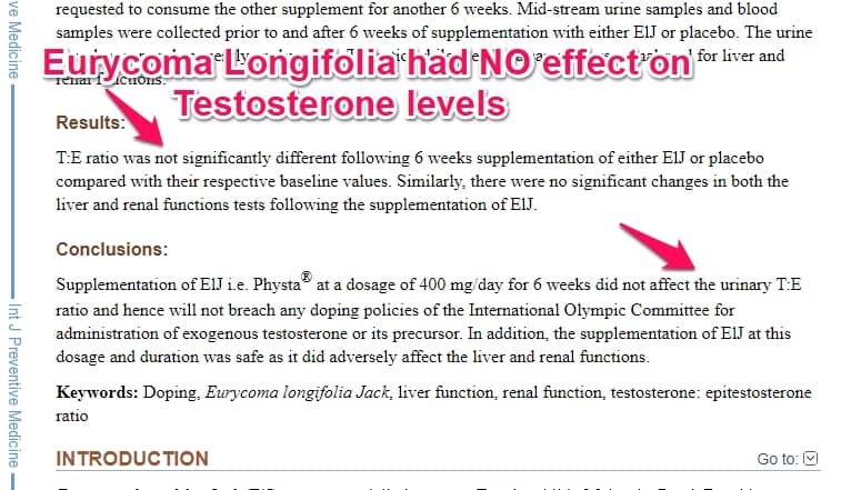 eurycoma longifolia testosterone study results