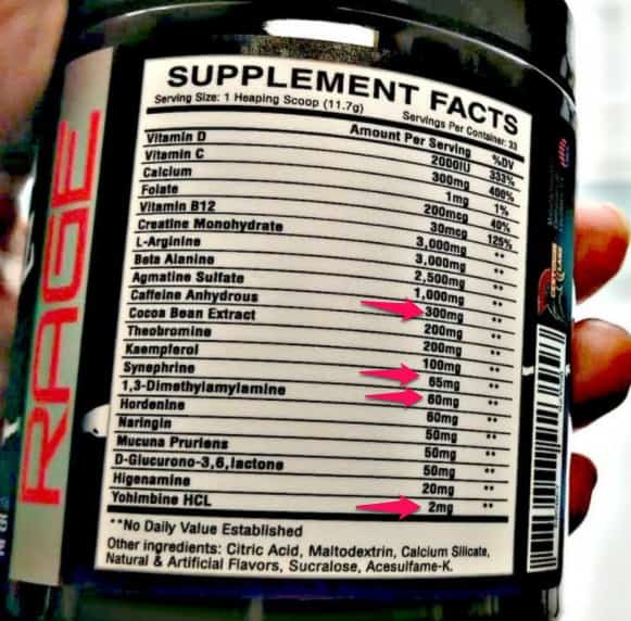 god of rage original pre workout label
