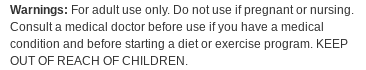 Standard warnings on the MuscleTech Muscle Builder bottle