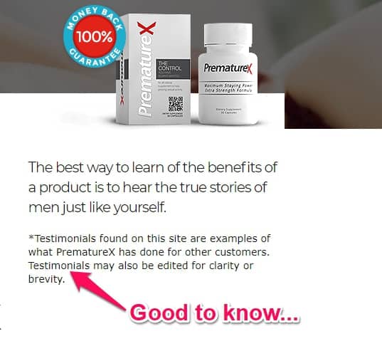 prematurex edits their testimonials