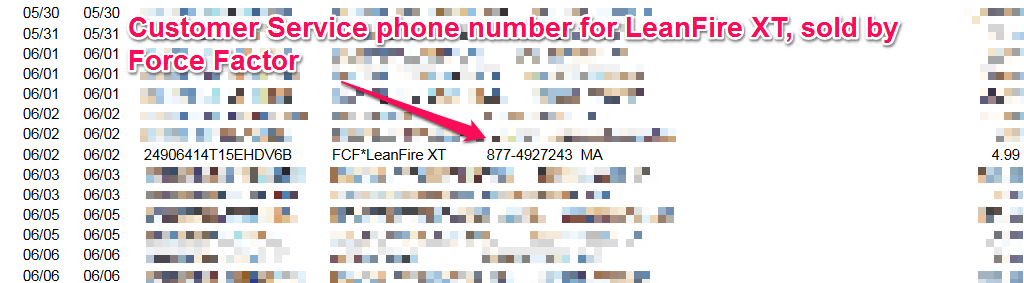 leanfire xt phone number on cc statement