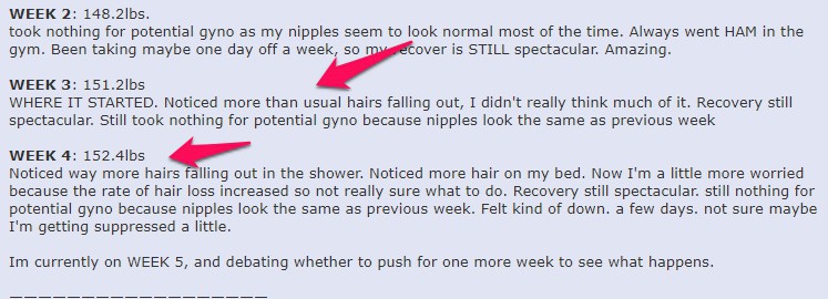 hair loss reported from taking ostarine