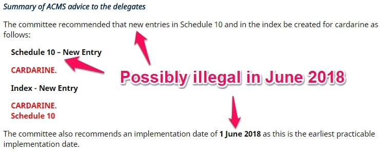 cardarine schedule 10 drug australia
