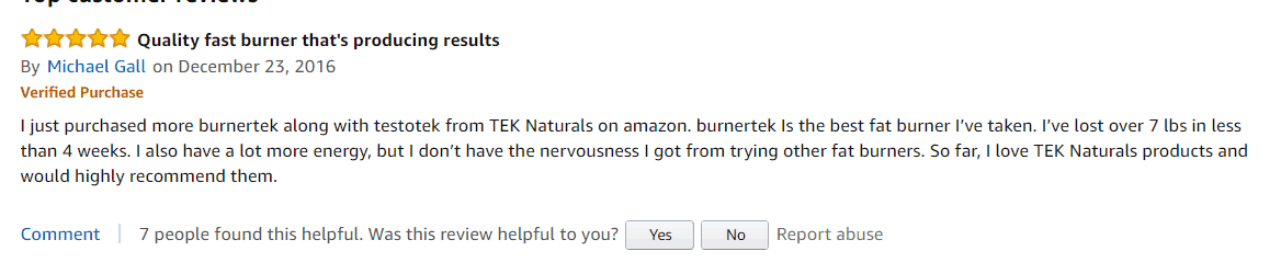 BurnerTEK Amazon 5 star