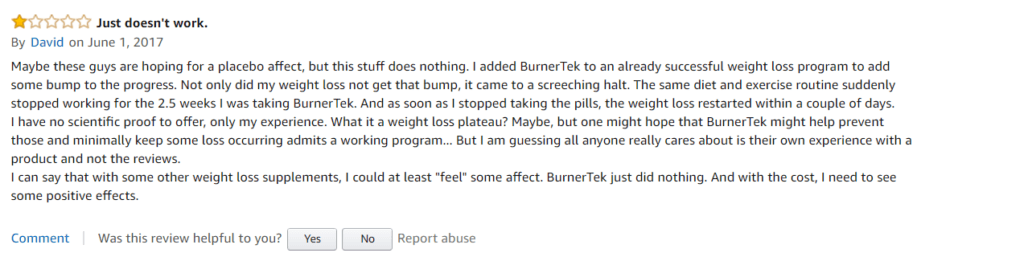 BurnerTek Amazon 1 star
