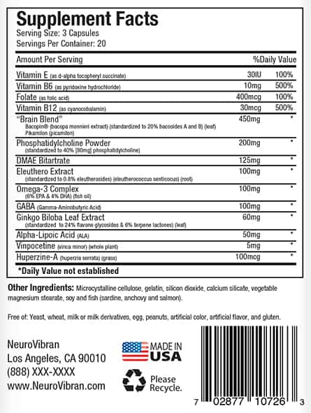 Neurovibran Ingredients Image