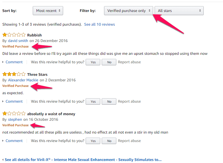 verified purchases of viril x on amazon