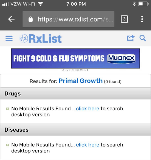 was primal growth ever a prescription drug