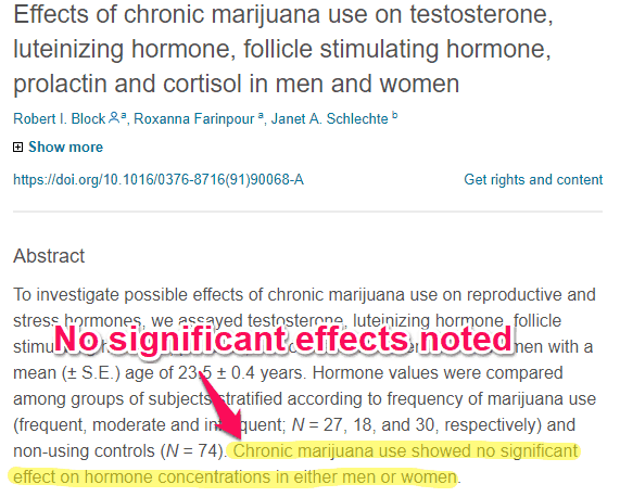 no effects noted in marijuana and testosterone study