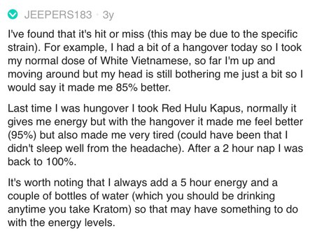 does kratom help hangovers from alcohol