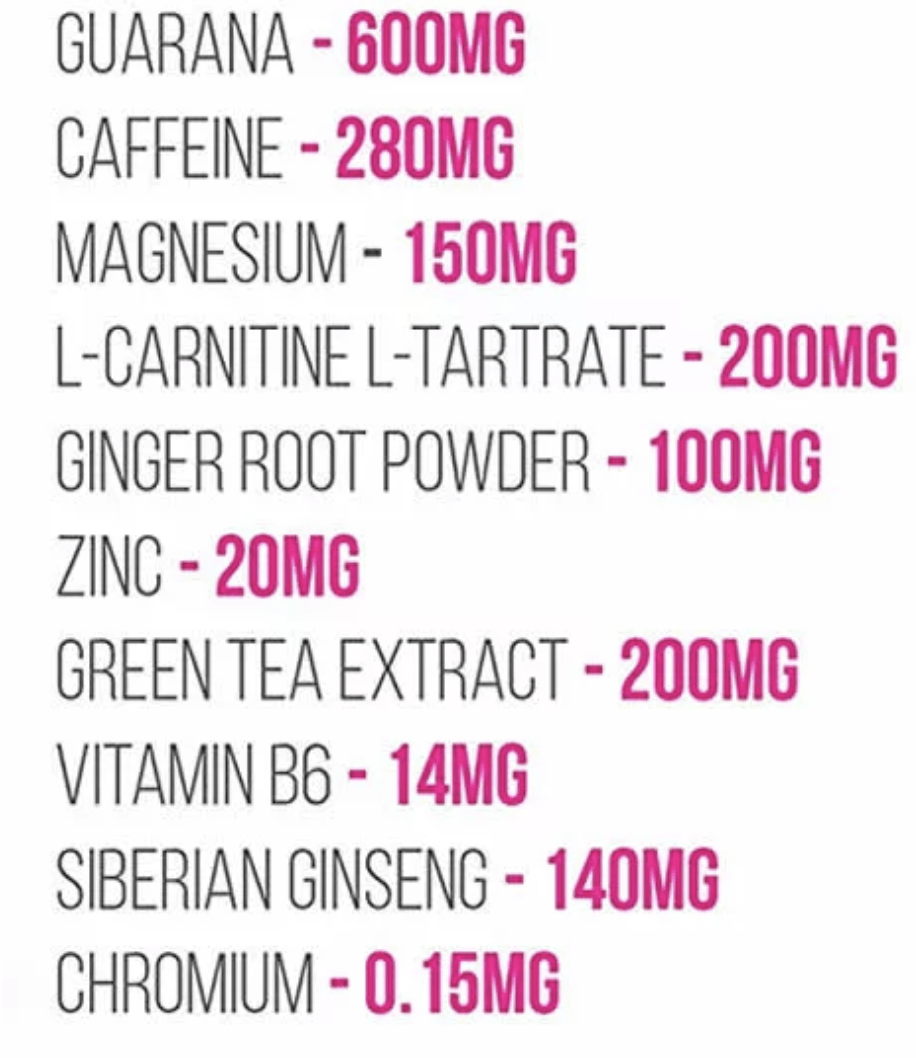 cute nutrition fat burner ingredients label