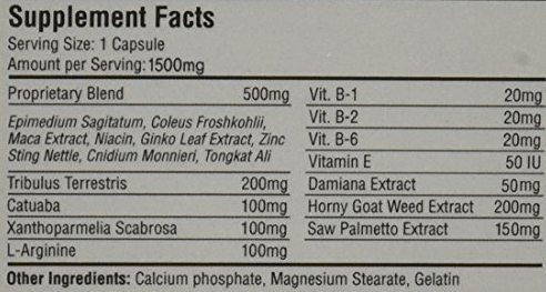 Adam's Secret 1500 ingredients