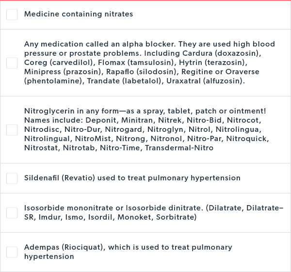 Some medications you can't take with Get Roman ED