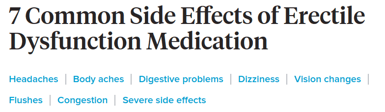 Healthline covers the 7 most common side effects of erectile function meds like Get Roman