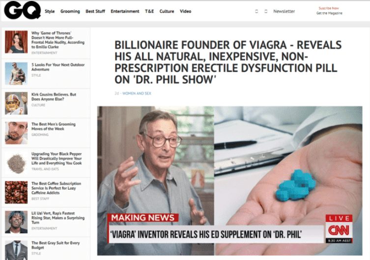 Fake GQ article to promote Climadex