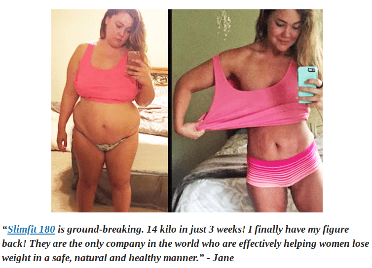 A fake testimonial and before and after of slimfit shark tank scam