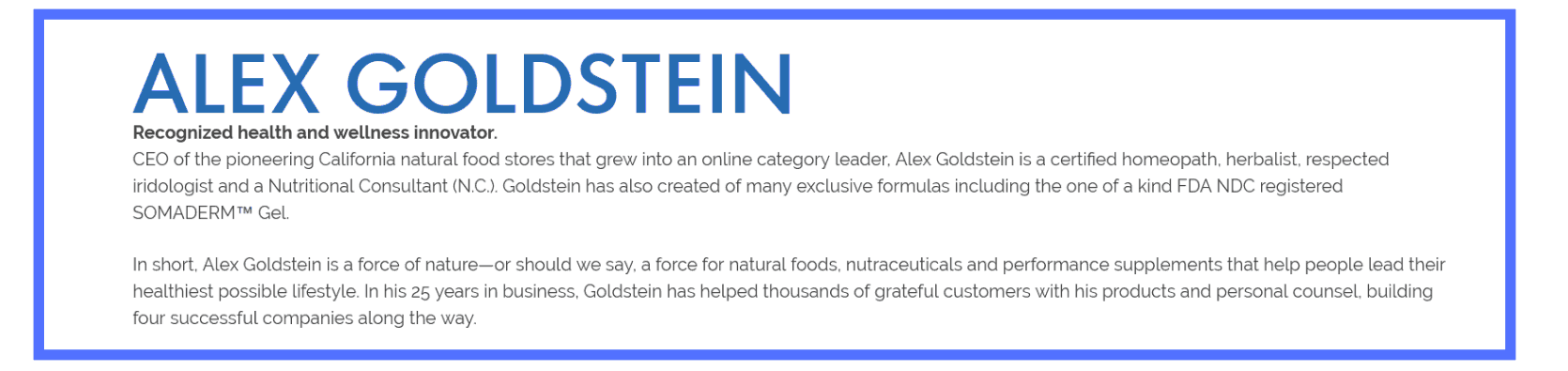 Alex Goldstein is the founder of the MLM that sells Somaderm HGH gel