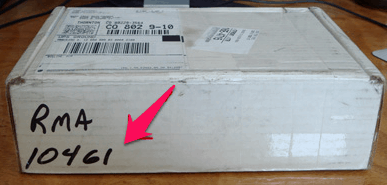 write the rma number on the package
