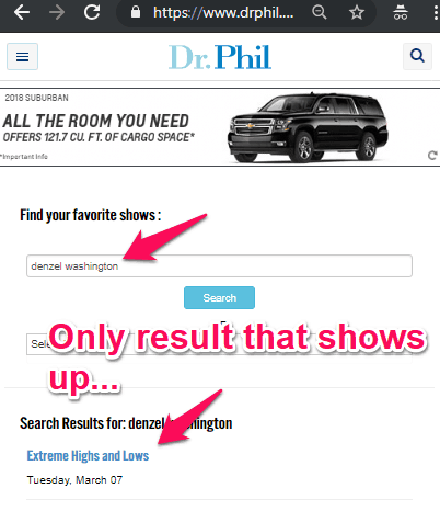 denzel washington was never on dr phil