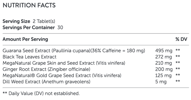 total lean burn 60 ingredients label