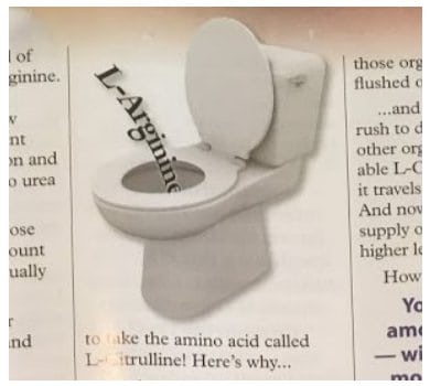 l arginine flushed down the toilet