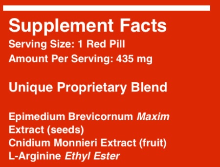 red rex pills ingredients label
