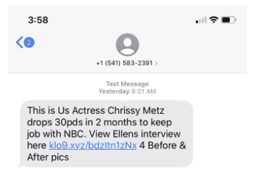 chrissy metz fake weight loss text