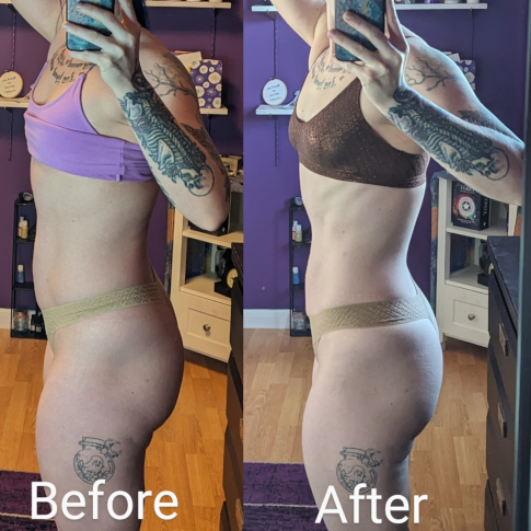 side by side before and after results from hourglass fit